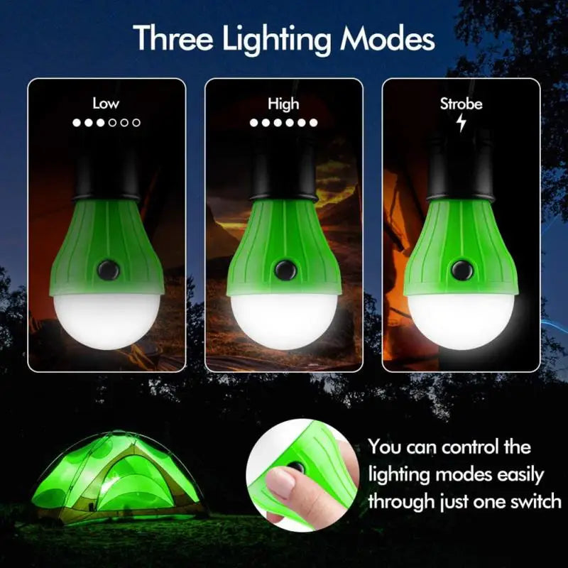 Mini LED Camping Valo - 3 Tilaa Hätälamppu Koukkuilla
