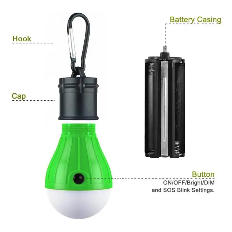 Mini LED Camping Valo - 3 Tilaa Hätälamppu Koukkuilla
