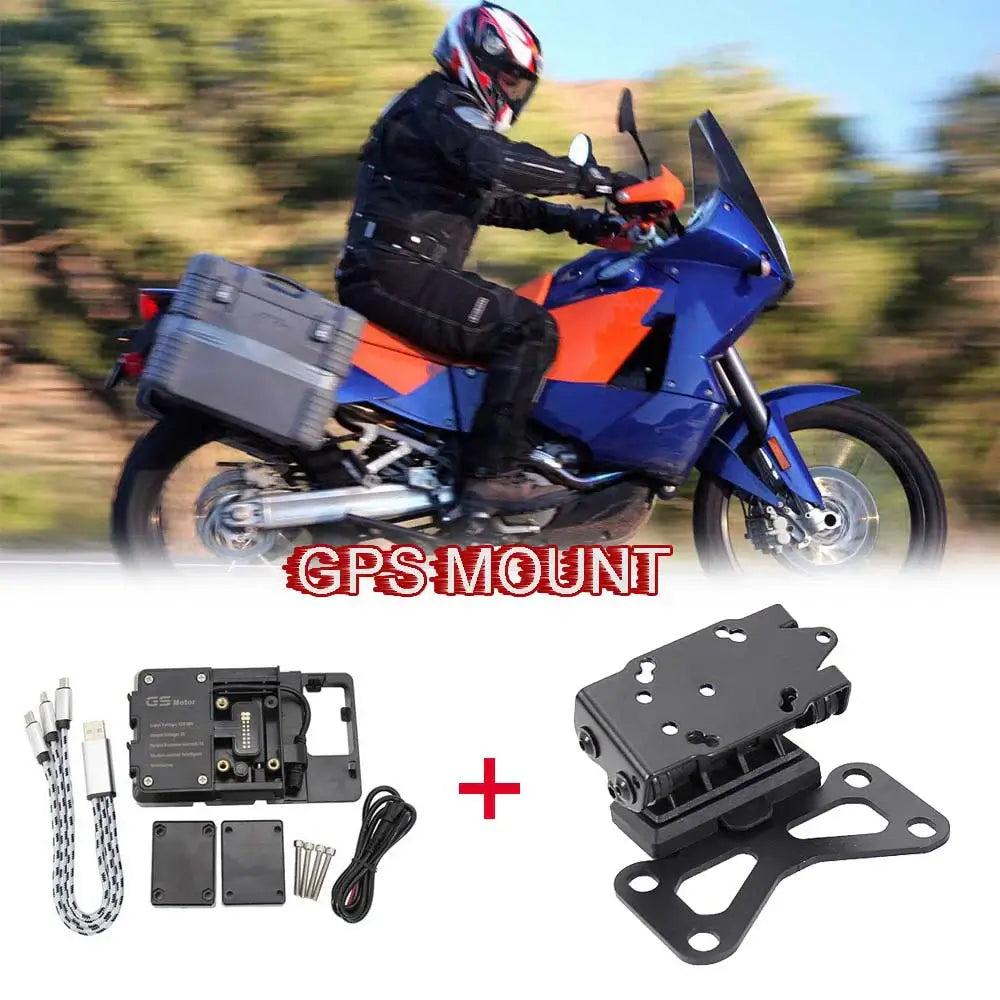 KTM 990 Adventure phone holder GPS mount accessories for motorcycle navigation.