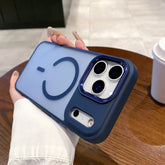 Magneettinen Puhelinkuori iPhone in blue, displaying a charming smiley design and protective features.