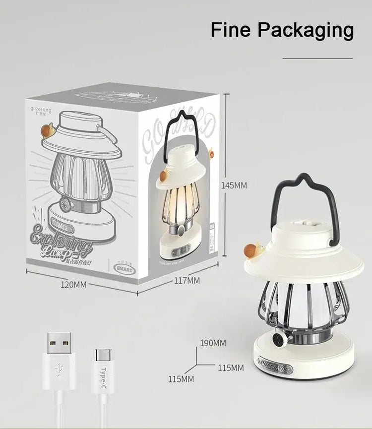 Camping Yövalo USB-C - 3 Väriä Himmennettävä Retro LED
