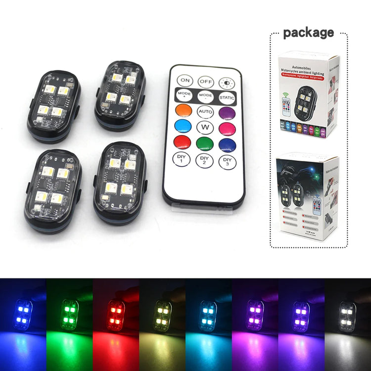 LED Sisustusvalo Autoon - Kaukosäädin Värinvaihto