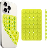 hands-free phone holder featuring a yellow silicone pop bubble design for stress relief and grip support.