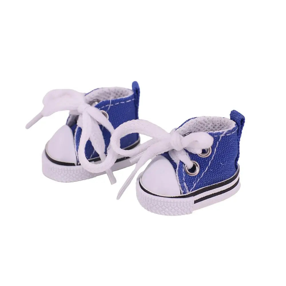 Labubu doll clothes 17cm blue casual shoes for 17cm Labubu dolls, featuring laces and stylish design.