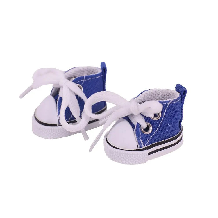 Labubu doll clothes 17cm blue casual shoes for 17cm Labubu dolls, featuring laces and stylish design.