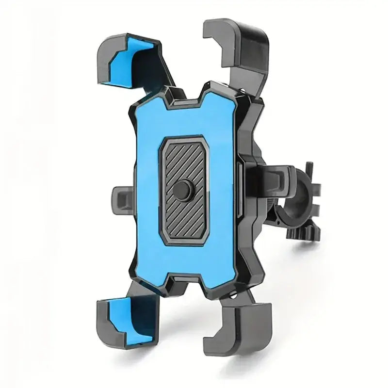 Pyörän Puhelinteline 360 Säädettävä GPS Tuki bike phone holder with adjustable grip in black and blue.