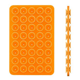 Hands-free phone holder featuring an orange silicone mold with circular shapes for creative use.