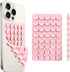 hands-free phone holder with removable pink cushion designed for easy phone access and fun textures.