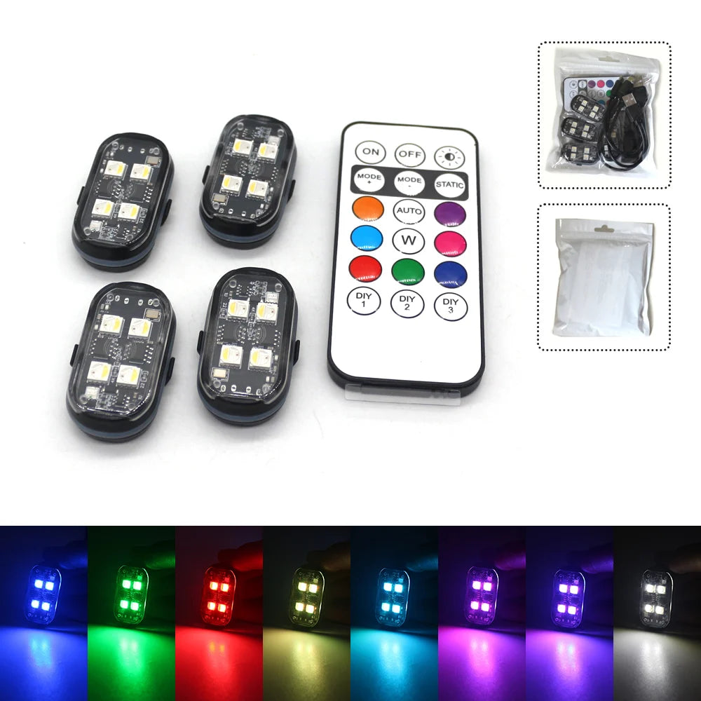 LED Sisustusvalo Autoon - Kaukosäädin Värinvaihto