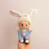 Labubu doll clothes 17cm in a cute bunny hat and overalls, perfect for stylish 17cm Labubu dolls.
