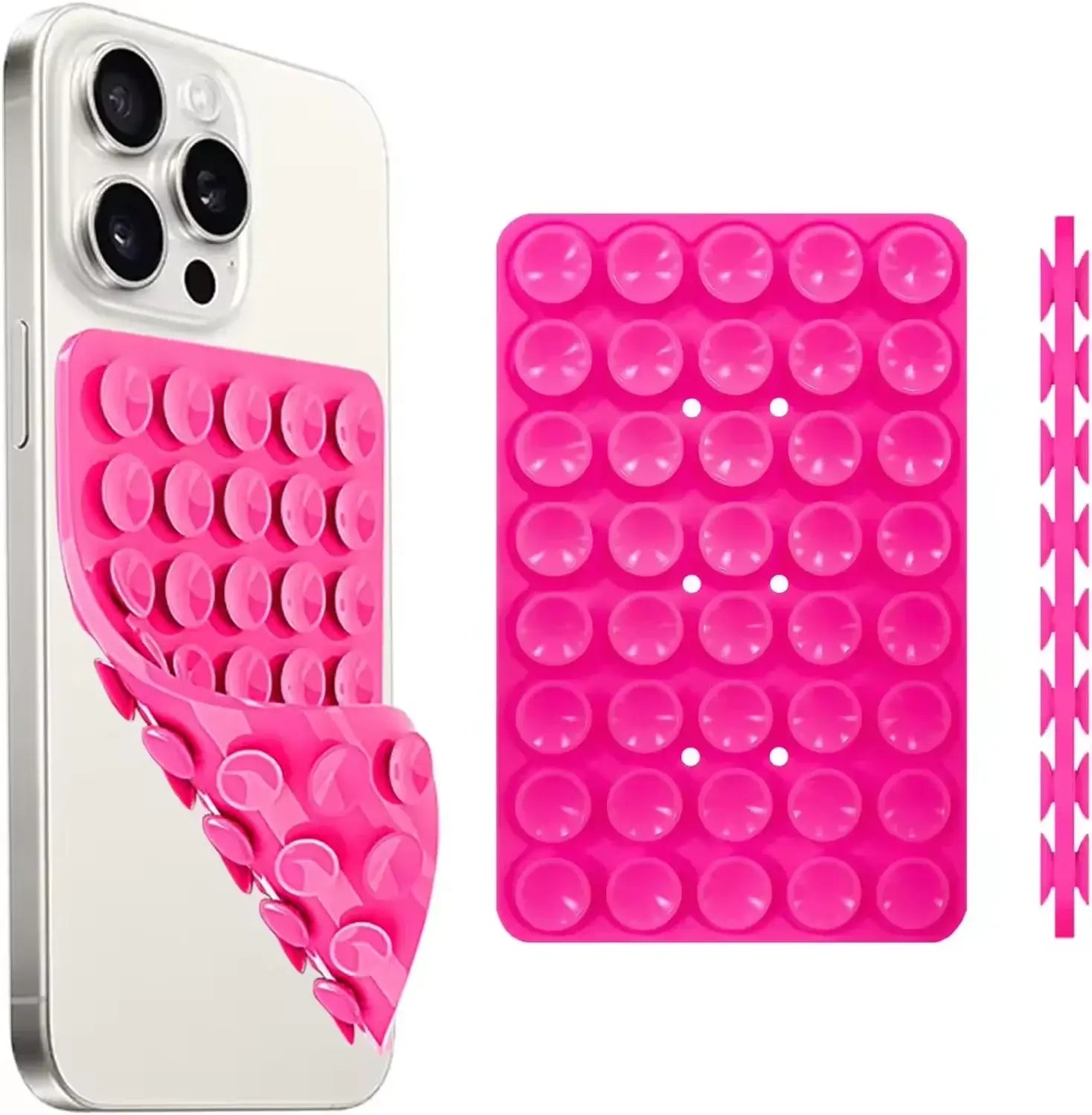 hands-free phone holder with pink silicone bubble design for easy grip and support on smartphones