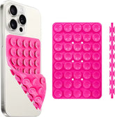 hands-free phone holder with pink silicone bubble design for easy grip and support on smartphones
