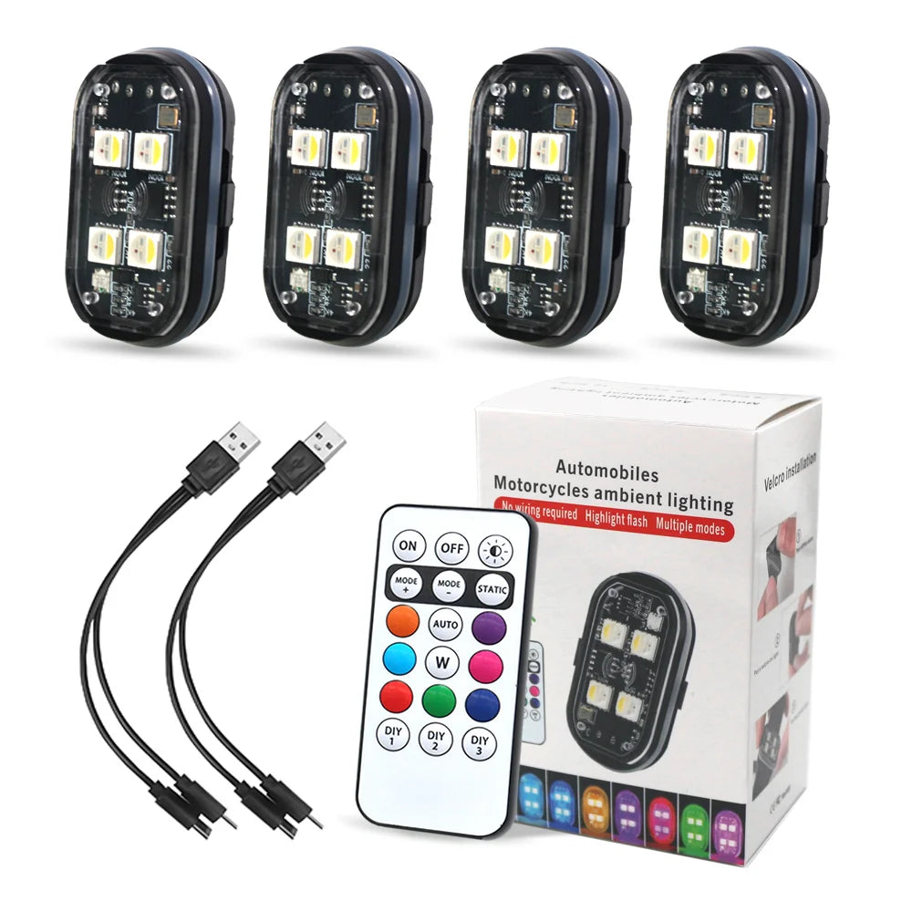 LED Sisustusvalo Autoon - Kaukosäädin Värinvaihto