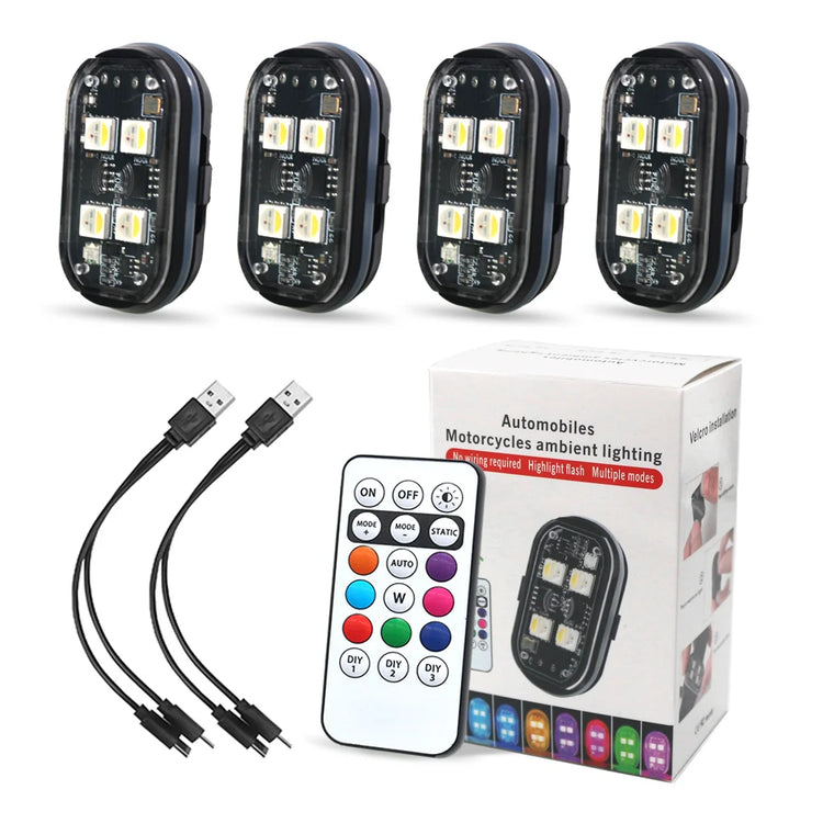 LED Sisustusvalo Autoon - Kaukosäädin Värinvaihto