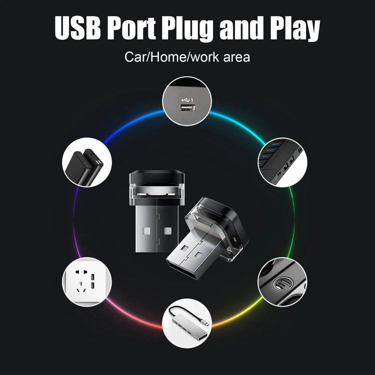 LED USB Sisustusvalo Autoon - Langaton Monivärinen