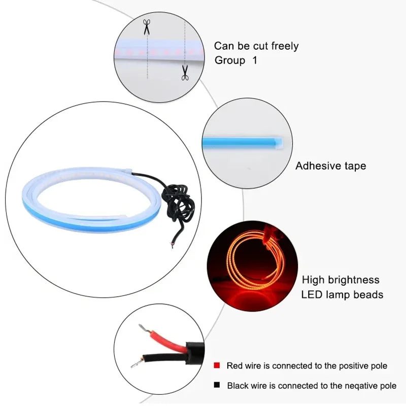 150cm LED Päiväajovalo DRL - Konepellin Koristevalo 12V