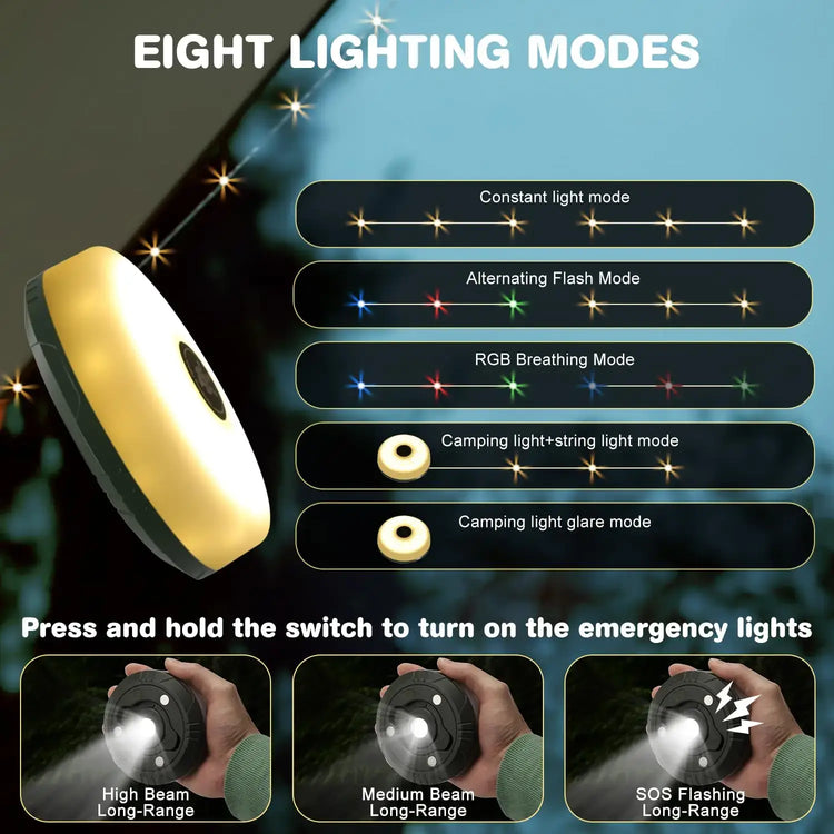 Camping Valonauha 2-in-1 - Vedenpitävä USB LED Vacamm