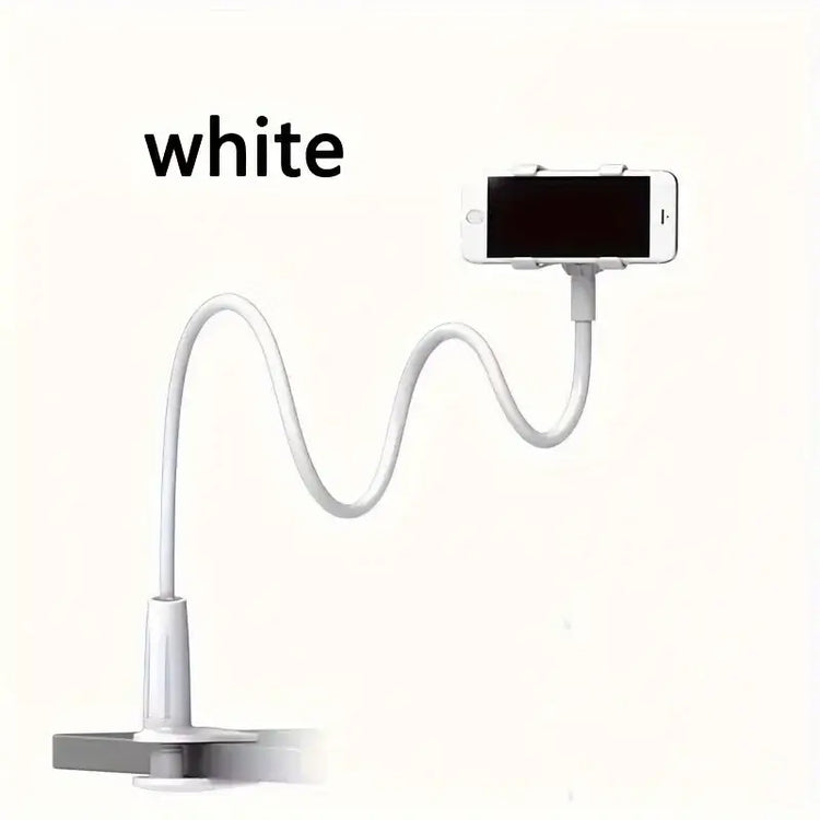 joustava puhelinteline pitkällä varrella with flexible arm holding a smartphone in white color