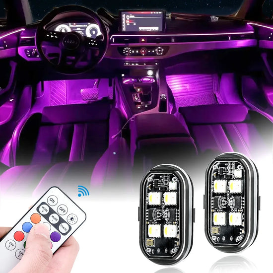 LED Sisustusvalo Autoon - Kaukosäädin Värinvaihto