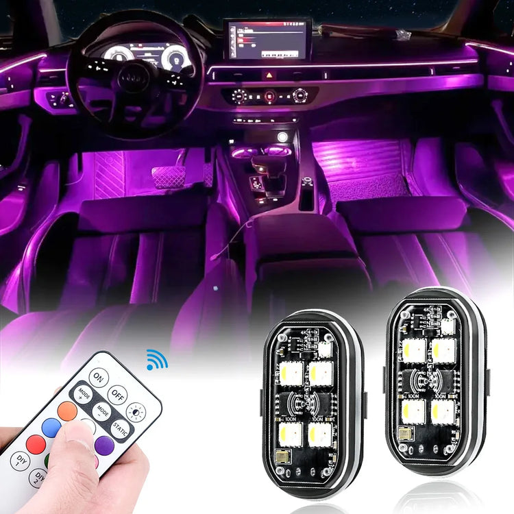 LED Sisustusvalo Autoon - Kaukosäädin Värinvaihto