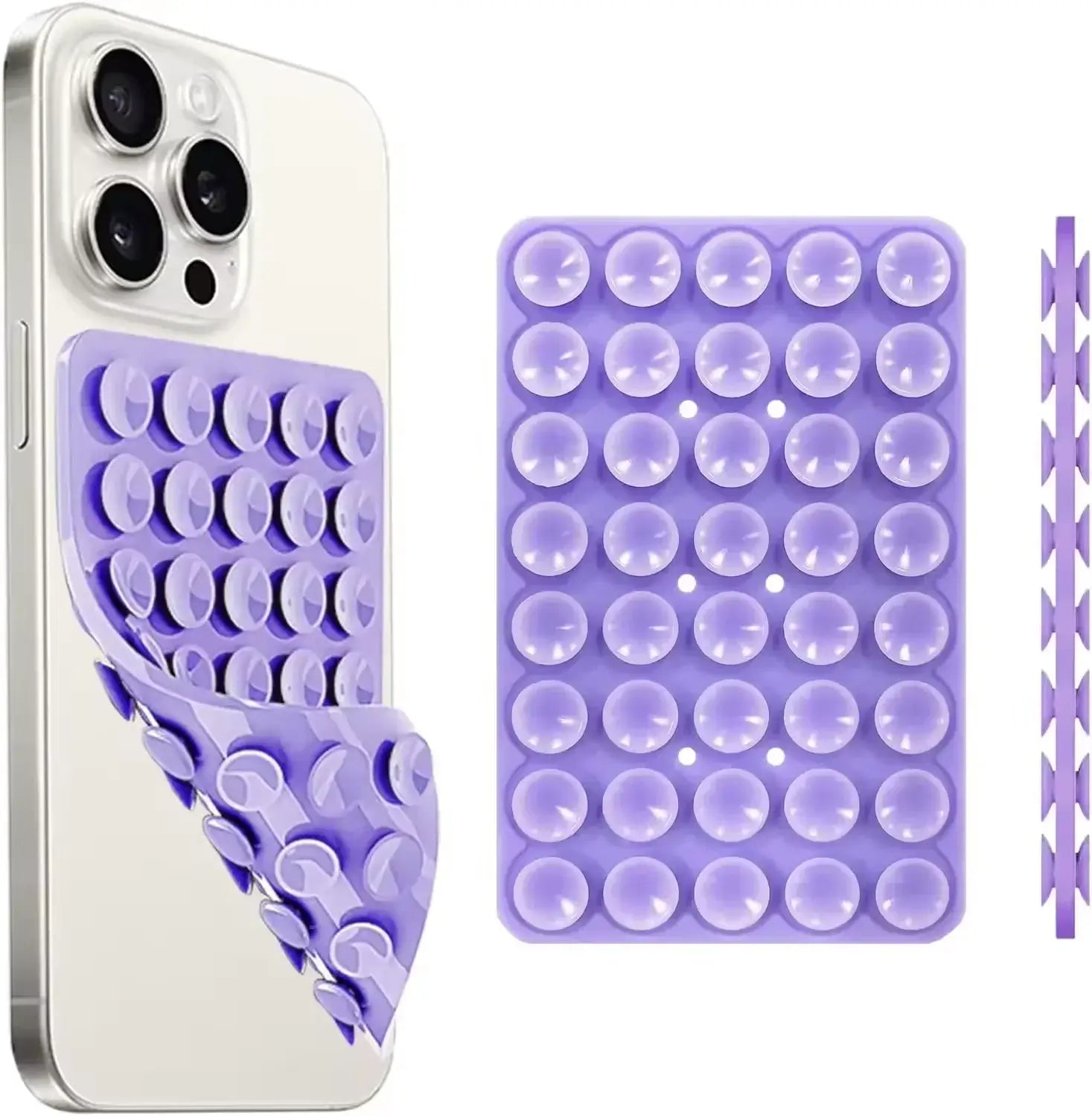 hands-free phone holder with purple suction cups for secure grip and easy phone access