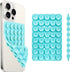 hands-free phone holder with a blue silicone backing for secure grip on smartphone