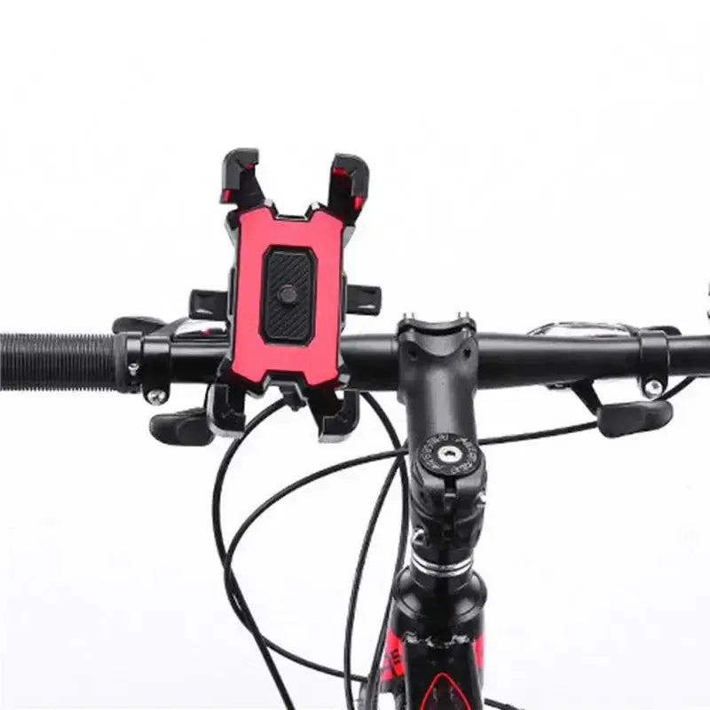 Pyörän Puhelinteline 360 Säädettävä GPS Tuki attached to a bicycle handlebar for secure phone mount.