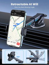 TOPK Puhelinteline Autoon - Voimakas Imukoukku Kojelaudalle with retractable design and phone mount functionality.