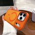 Magneettinen puhelinkuori iPhone - Monivärinen suoja, oranssi väritys, moderni ja leikkisä muotoilu.
