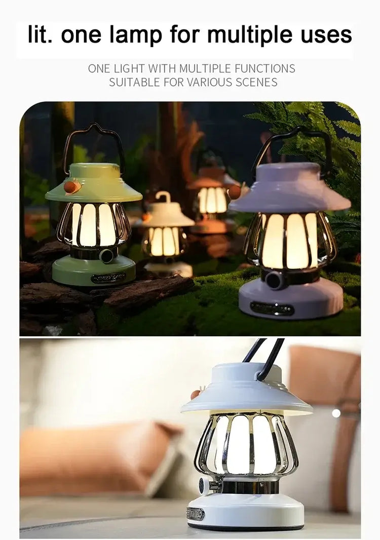 Camping Yövalo USB-C - 3 Väriä Himmennettävä Retro LED