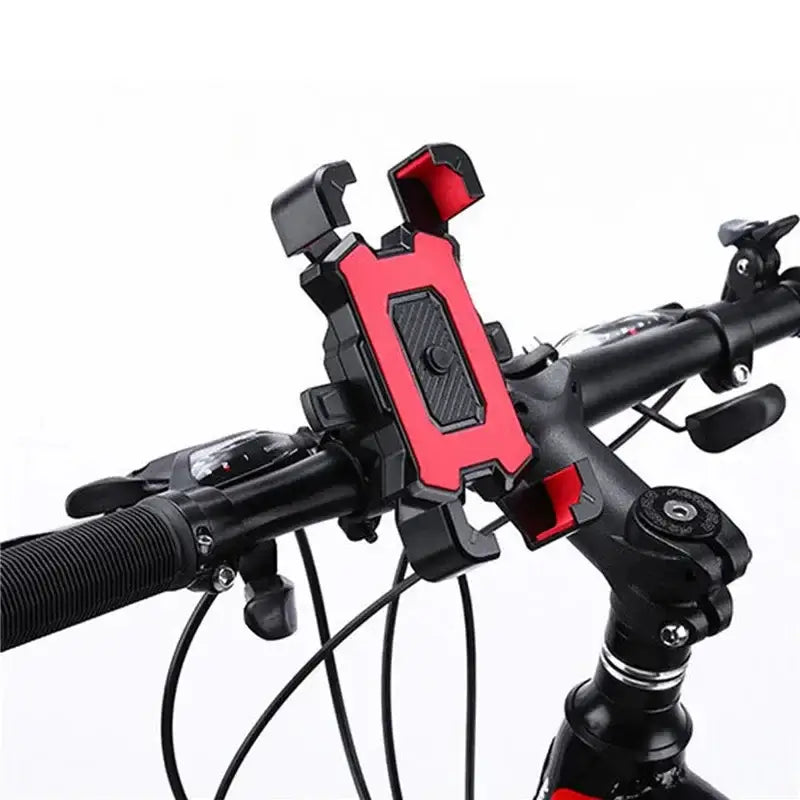 Pyörän Puhelinteline 360 Säädettävä GPS Tuki mounted on bicycle handlebars.