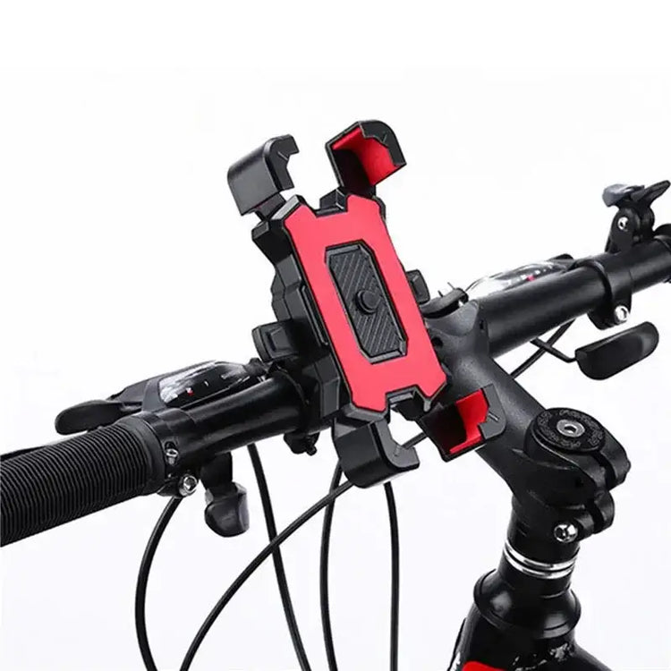 Pyörän Puhelinteline 360 Säädettävä GPS Tuki mounted on bicycle handlebars.