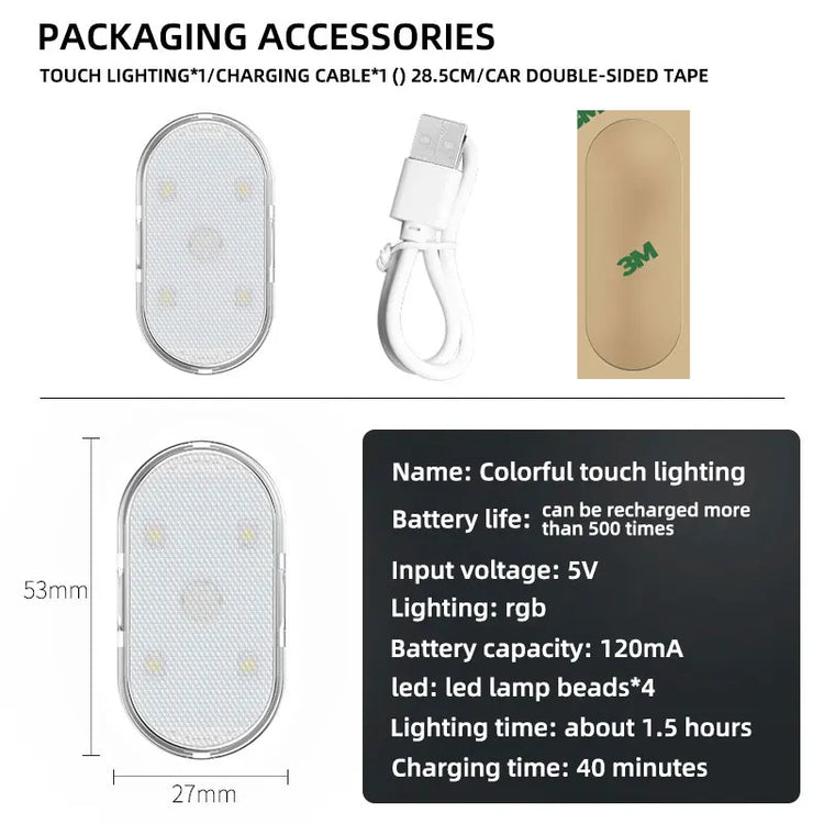 Auton Kosketusvalo USB - Kattovalo Tarrakiinnityksellä
