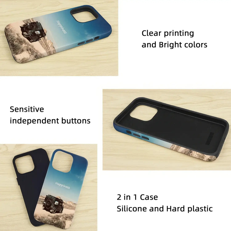 custom iPhone phone case DIY showcasing clear printing, bright colors, and sensitive independent buttons.