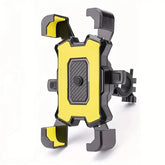 Pyörän Puhelinteline 360 Säädettävä GPS Tuki with yellow accents and adjustable grip for secure phone mounting.