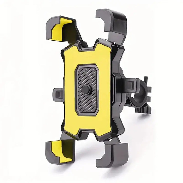 Pyörän Puhelinteline 360 Säädettävä GPS Tuki with yellow accents and adjustable grip for secure phone mounting.