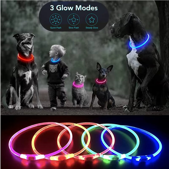LED Light Dog Collar - USB Rechargeable Safety Collar for Dogs